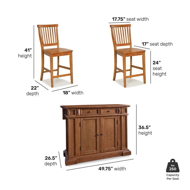 Darby Home Co Mattice 49.75'' Wide Kitchen Island Set & Reviews Wayfair